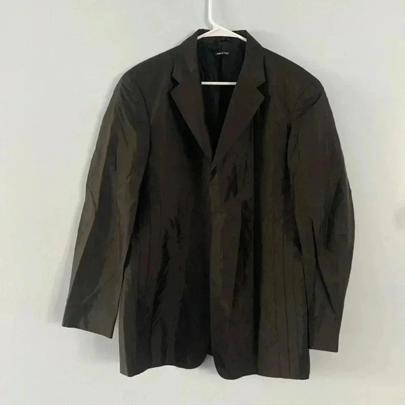 Giorgio Armani Silk Blend Lightweight Snap Closure Blazer Black Size 50 US 40 - Picture 1 of 16